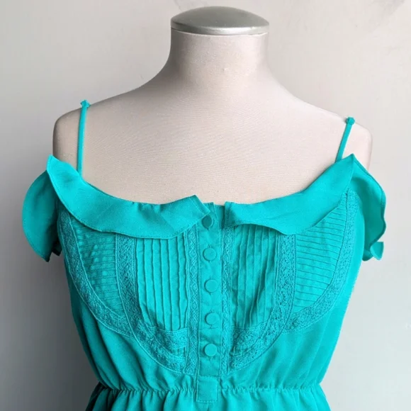 Green Ruffle Babydoll Tank Top - Picture 2 of 5